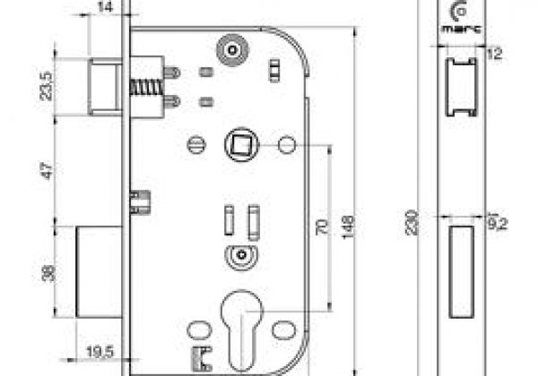Serrure à larder - accessible  PMR  - axe 120 mm MÉTALUX
