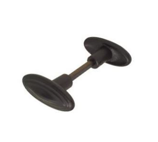 Bouton double mouluré ovale fonte noire carré 6 mm