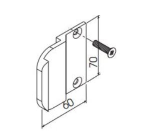 Gâche pour fermeture sur vantaux en ligne
