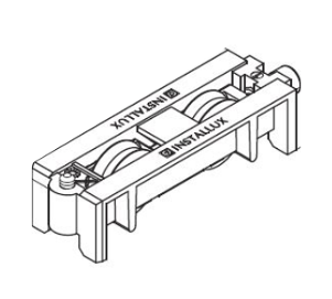Chariot réglable double avec galets inox 150° Ø 25 mm – Dim.: 3.16 l x 2.42 h cm