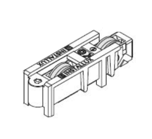 Chariot fixe double galet inox 150° Ø 22 mm INSTALLUX - Dim.: 2.35 l x 2.42 h cm