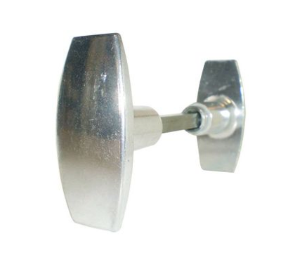 Bouton double alu poli brillant, carré de 7 mm