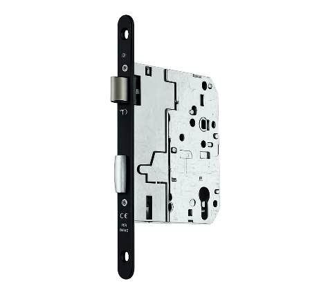 Serrure à cylindre axe à 120 mm carré 8 - Ent. 70 mm VACHETTE D45 têtière noire
