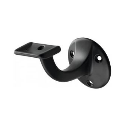 Support de rampe concave sur platine ronde à visser aluminium noir