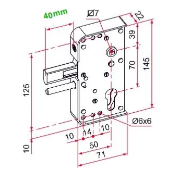 Serrure GA à pêne levant carré de 7 pour portail battant PVC et ALU – Image 5