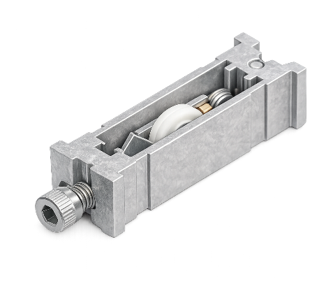 Chariot réglable simple galet polyamide R3 Ø 18 mm  - Dim.: 2,22 l x 2,11 h cm